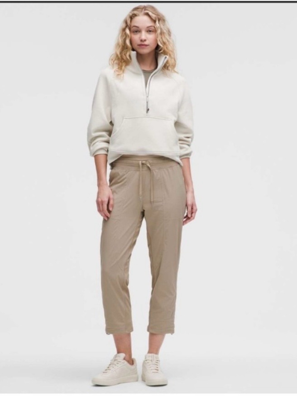 LULULEMON DANCE STUDIO MID-RISE CROP SHEER OAK TAN KHAKI LW6CLWS Sz4